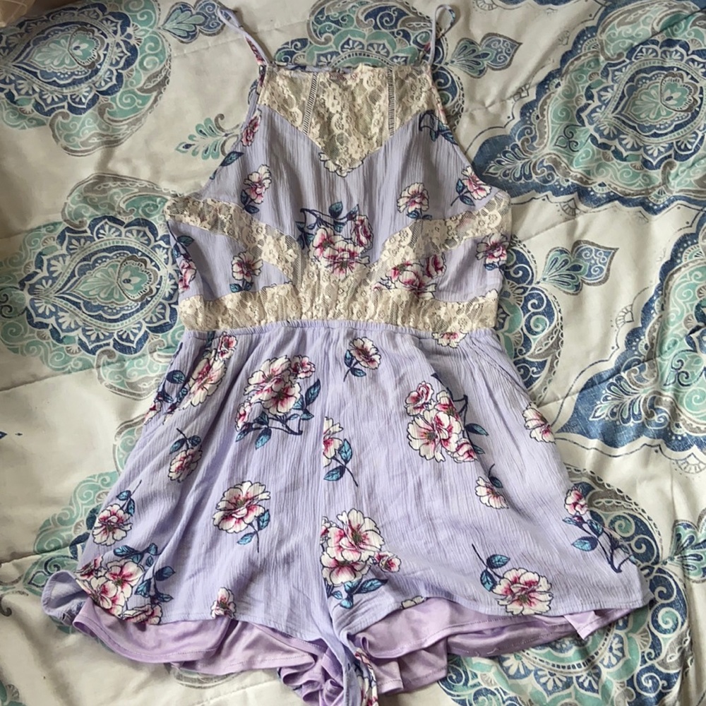 Floral lace romper